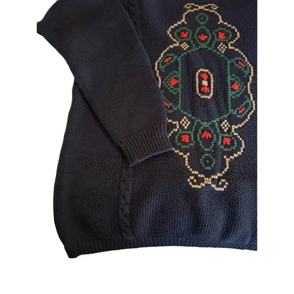 Vintage Liz Claiborne Black Merino Wool Long Sleeve Mock Neck Sweater Size M - Picture 2 of 11